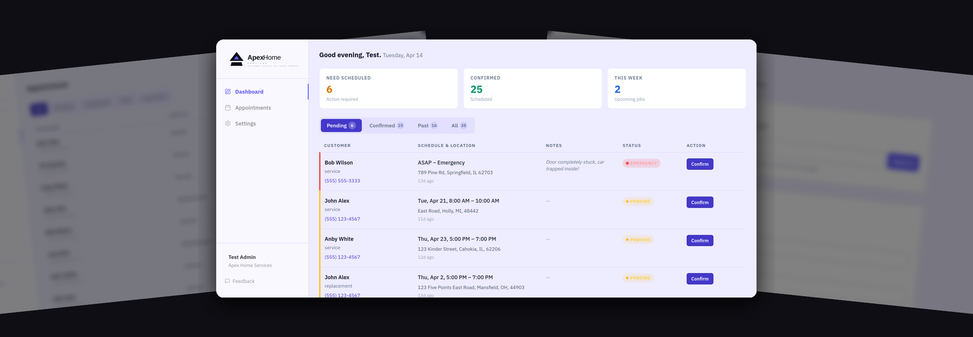 Schedule365 admin dashboard